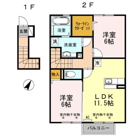 D-room小矢部D棟の物件間取画像